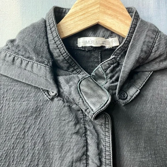 🚫SOLD OUT🚫 MÜR MÜR Charcoal Hooded Utility Jacket Military Style Casual Crop S - Picture 2 of 11